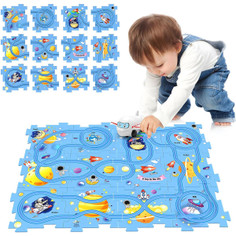 Children Educational Track Car DIY Free Assembly Map Scene To Build Electric Jigsaw Track Car (Universe) product